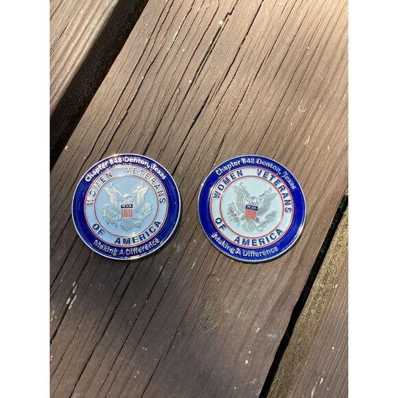 Women Veterans of America Challenge Coins Denton TX Chapter 48 Rare Set of 2 - Picture 1 of 5